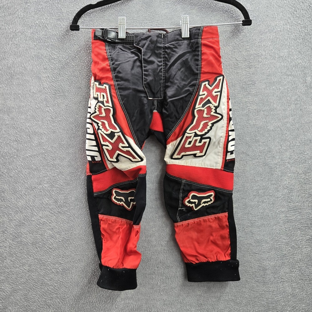 VINTAGE Fox Racing Boy Pants 6/22 Red 180 Motocross Bike Logo Colorblock